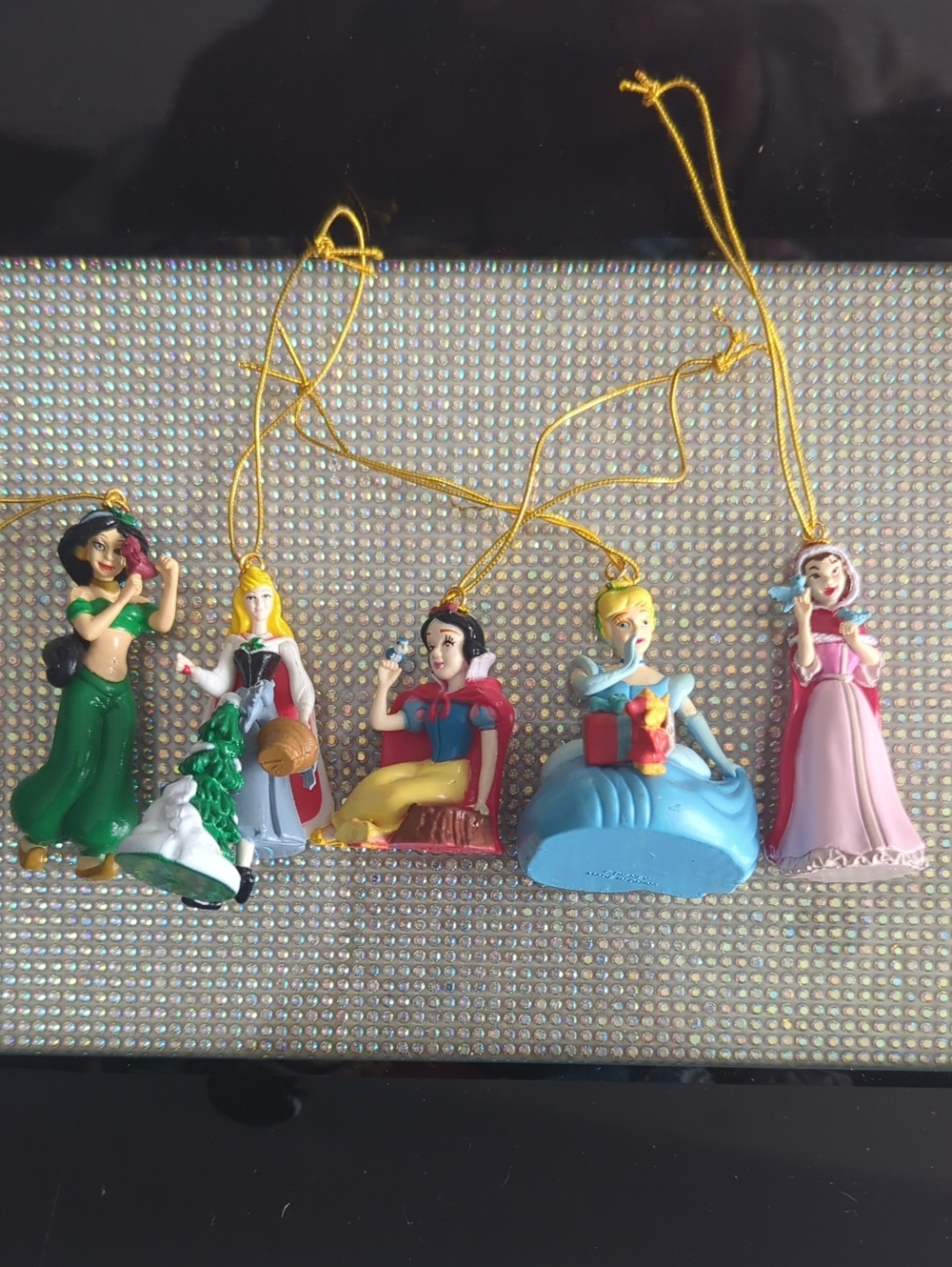 Set Of 5 PVC Princesses Little Christmas Tree Ornaments